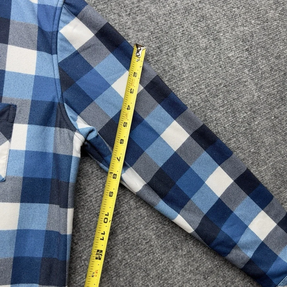 Mens Blue Plaid Button Front Shirt Jacket Flannel Style Size 41